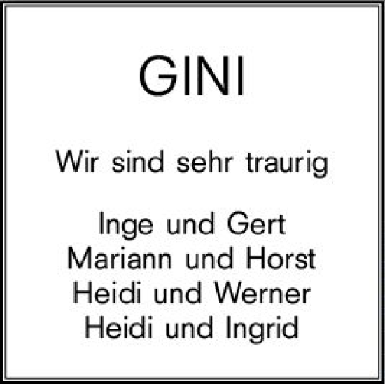 Traueranzeige von Gini  von vrm-trauer Darmstädter Echo