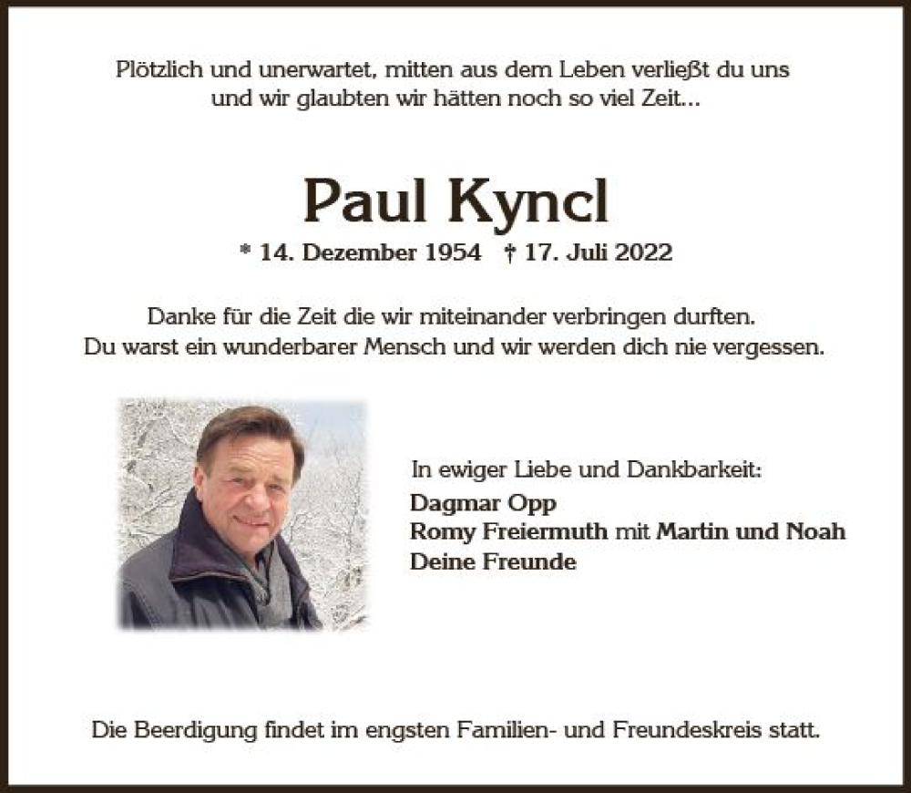  Traueranzeige für Paul Kyncl vom 23.07.2022 aus vrm-trauer Wiesbadener Kurier