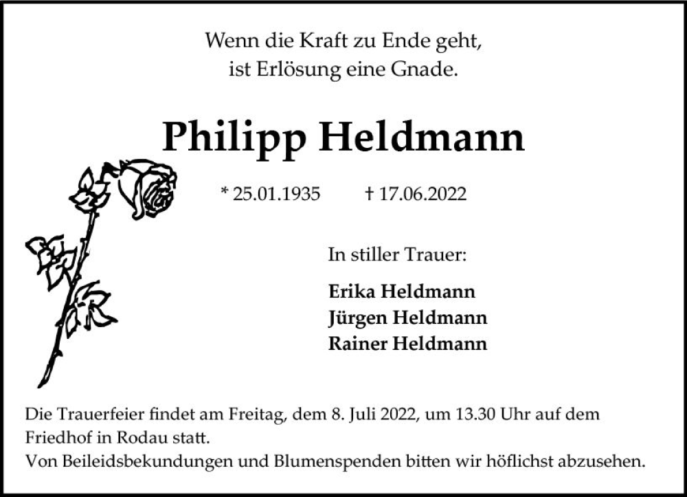  Traueranzeige für Philipp Heldmann vom 02.07.2022 aus vrm-trauer Darmstädter Echo