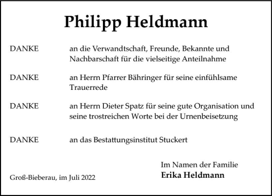Traueranzeige von Philipp Heldmann von vrm-trauer Darmstädter Echo