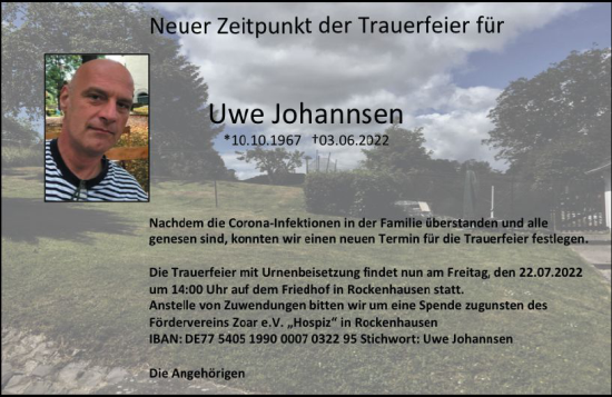 Traueranzeige von Uwe Johannsen von vrm-trauer AZ Mainz