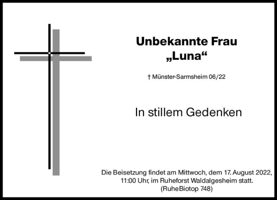 Traueranzeige von Luna  von vrm-trauer Allgemeine  Zeitung Ingelheim-Bingen