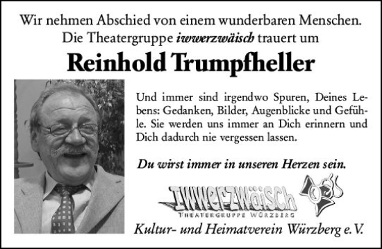 Traueranzeige von Reinhold Trumpfheller von vrm-trauer Odenwälder Echo
