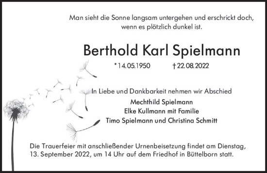 Traueranzeige von Berthold Karl Spielmann von vrm-trauer Groß-Gerauer Echo