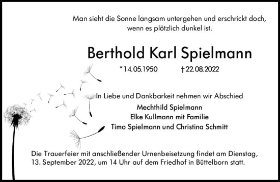 Traueranzeige von Berthold Karl Spielmann von vrm-trauer Groß-Gerauer Echo