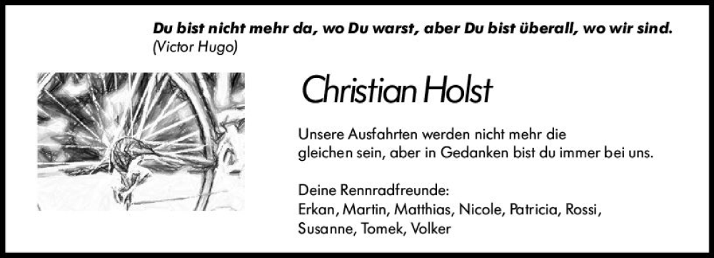  Traueranzeige für Christian Holst vom 24.09.2022 aus vrm-trauer Darmstädter Echo