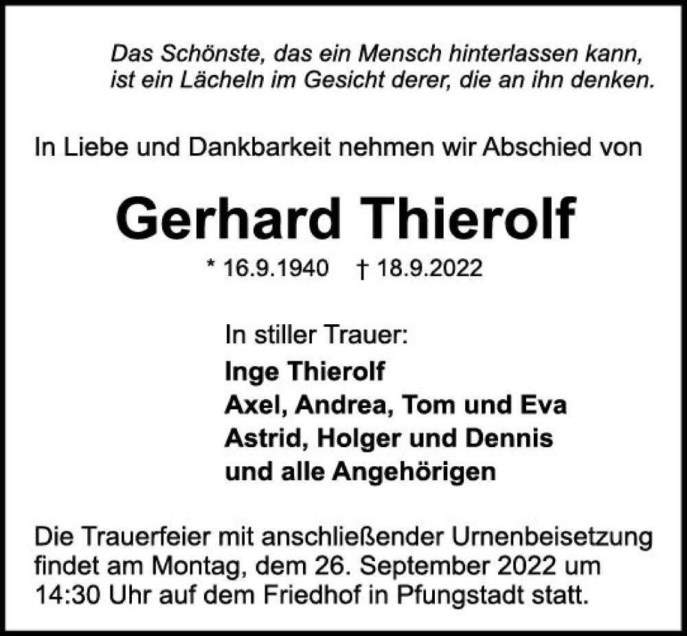  Traueranzeige für Gerhard Thierolf vom 24.09.2022 aus vrm-trauer Odenwälder Echo