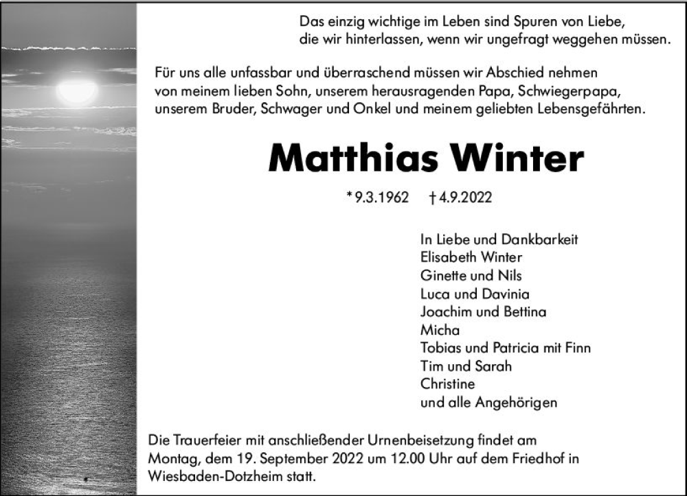  Traueranzeige für Matthias Winter vom 10.09.2022 aus vrm-trauer Wiesbadener Kurier