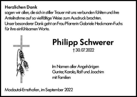 Traueranzeige von Philipp Schwerer von vrm-trauer Darmstädter Echo
