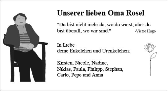 Traueranzeige von Rosel  von vrm-trauer Bergsträßer Anzeiger