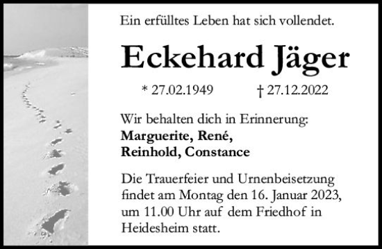 Traueranzeige von Eckehard Jäger von vrm-trauer AZ Mainz