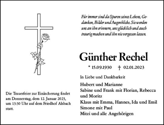 Traueranzeige von Günther Rechel von vrm-trauer Darmstädter Echo