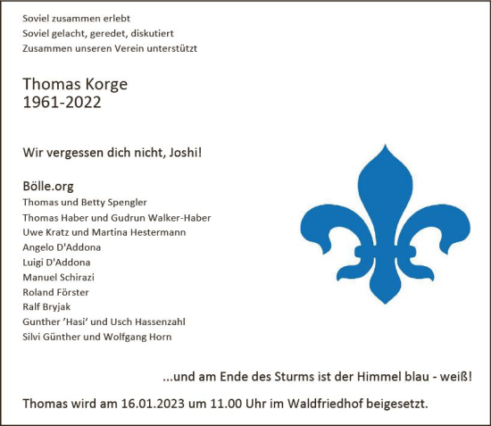 Traueranzeige von Thomas Korge von vrm-trauer Darmstädter Echo