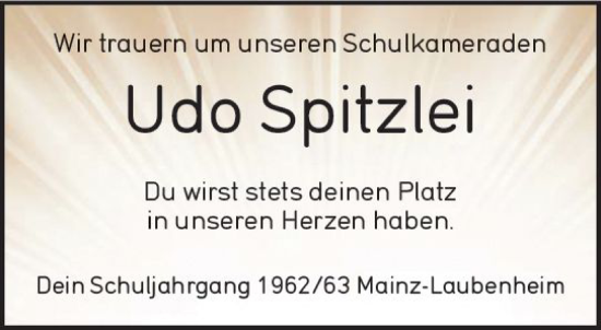 Traueranzeige von Udo Spitzlei von vrm-trauer AZ Mainz