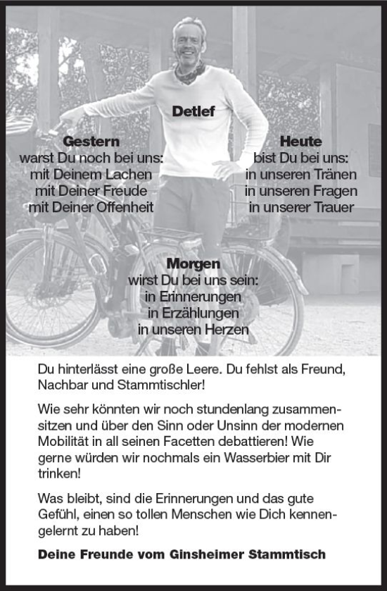 Traueranzeige von Detlef  von Rüsselsheimer Echo