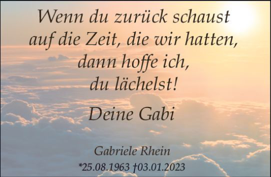 Traueranzeige von Gabriele Rhein von Starkenburger Echo