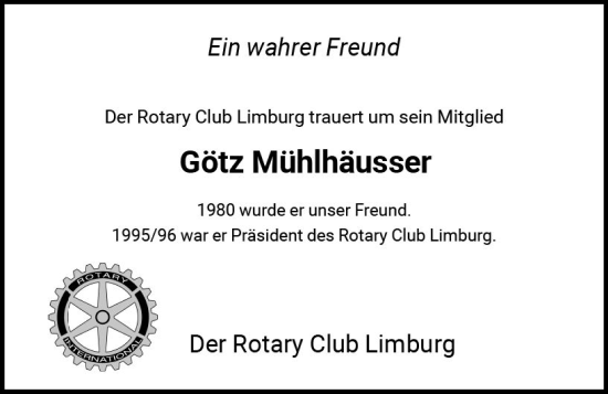 Traueranzeige von Götz Mühlhäusser von Nassauische Neue Presse