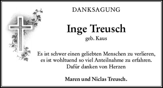 Traueranzeige von Inge Treusch von Rüsselsheimer Echo