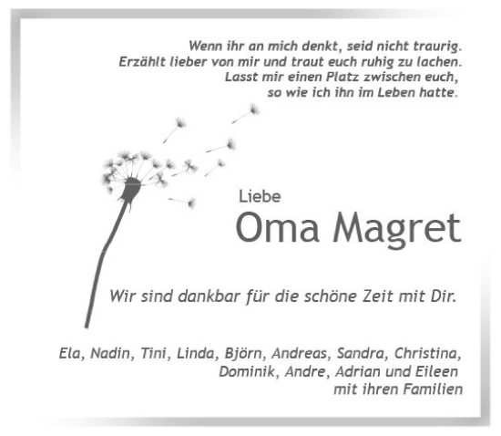 Traueranzeige von Magret  von Nassauische Neue Presse