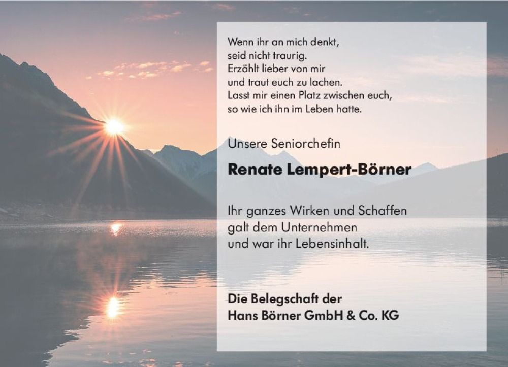  Traueranzeige für Renate Lempert-Börner vom 21.01.2023 aus Rüsselsheimer Echo