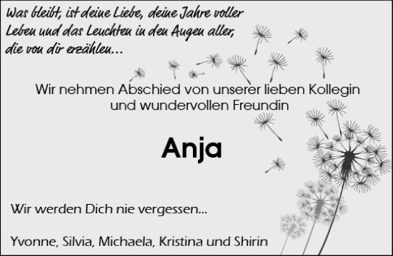 Traueranzeige von Anja  von Odenwälder Echo
