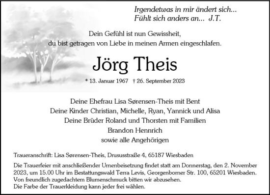 Traueranzeige von Jörg Theis von Wiesbadener Kurier