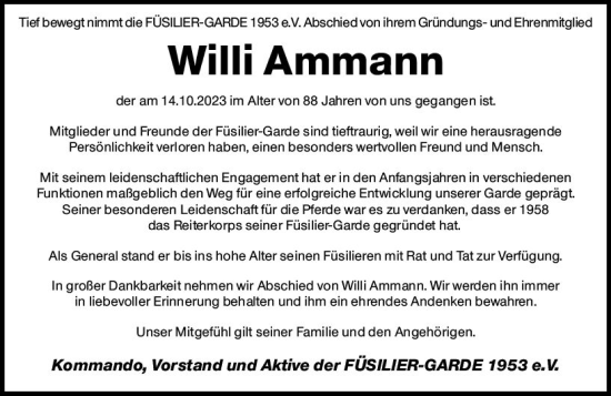 Traueranzeige von Willi Ammann von Allgemeine Zeitung Mainz