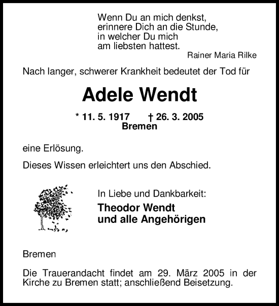 Traueranzeige von Adele Test von trauer.zgz.de Wetzlarer Neue Zeitung