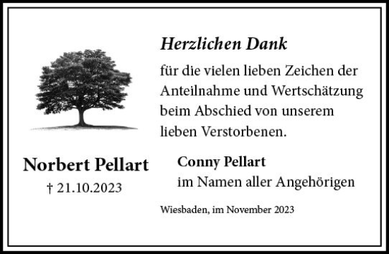 Traueranzeige von Norbert Pellart von Wiesbadener Kurier