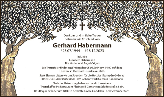 Traueranzeige von Gerhard Habermann von Groß-Gerauer Echo