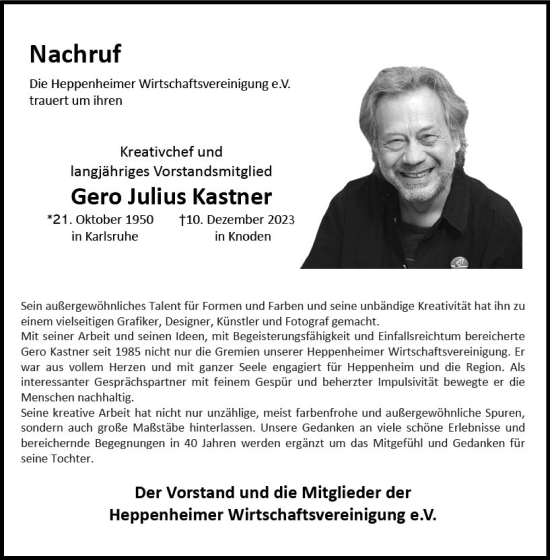 Traueranzeige von Gero Julius Kastner von Starkenburger Echo