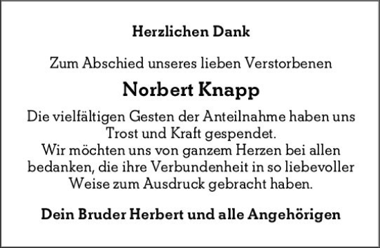 Traueranzeige von Norbert Knapp von Darmstädter Echo