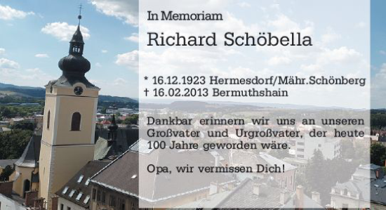 Traueranzeige von Richard Schöbella von VRM Trauer