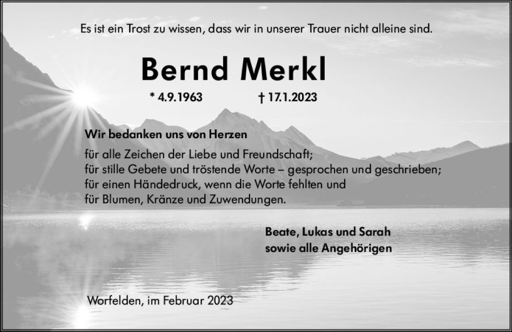  Traueranzeige für Bernd Merkl vom 11.02.2023 aus Groß-Gerauer Echo