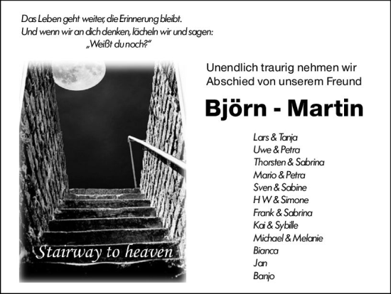 Traueranzeige von Björn-Martin  von Weilburger Tageblatt