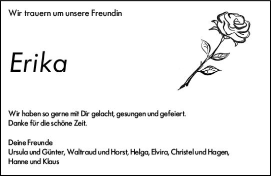 Traueranzeige von Erika  von Groß-Gerauer Echo
