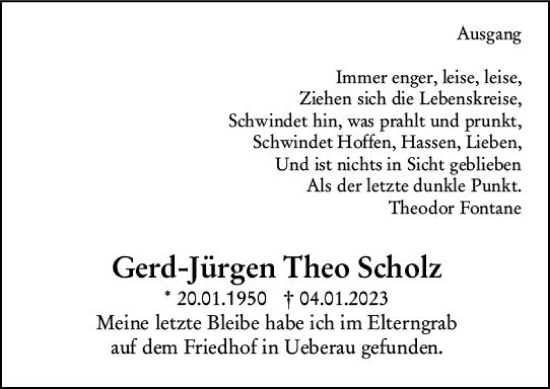 Traueranzeige von Gerd-Jürgen Theo Scholz von Darmstädter Echo