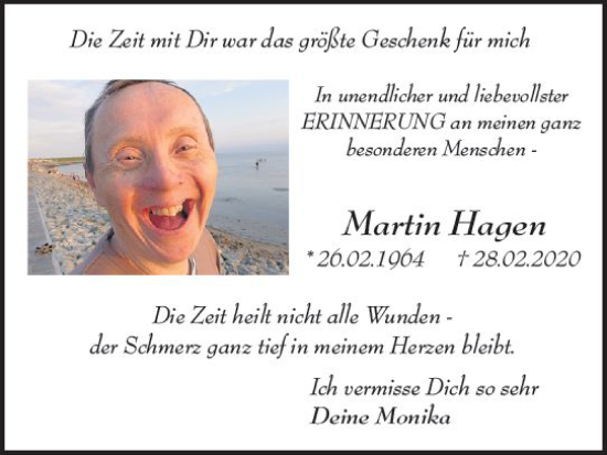Traueranzeige von Martin Hagen von Wiesbadener Kurier