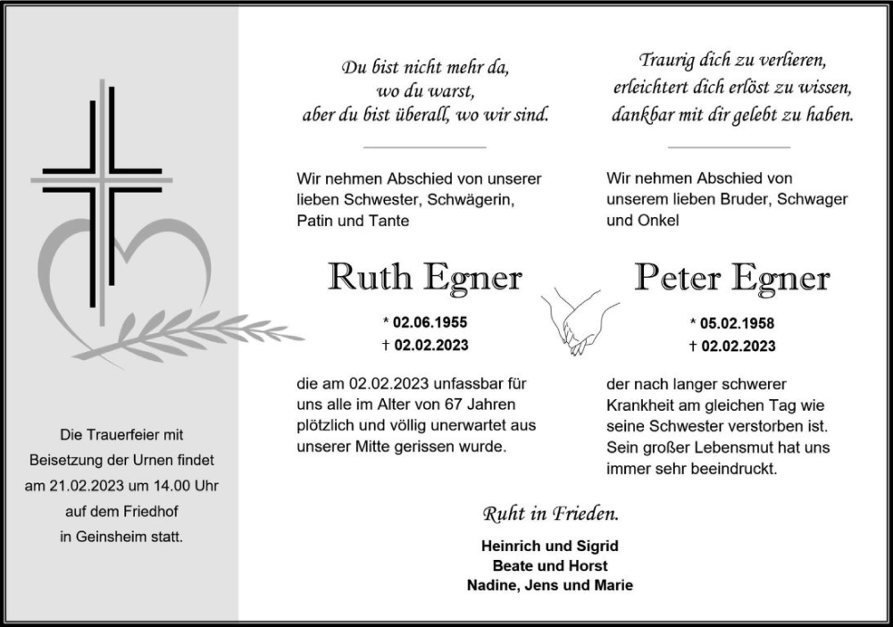  Traueranzeige für Peter Egner vom 11.02.2023 aus Groß-Gerauer Echo