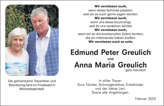 Traueranzeige von Anna Maria Greulich von Groß-Gerauer Echo