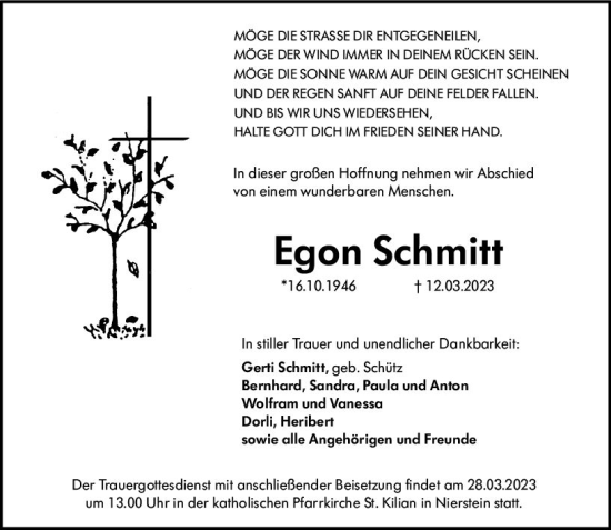 Traueranzeige von Egon Schmitt von Allgemeine Zeitung Mainz