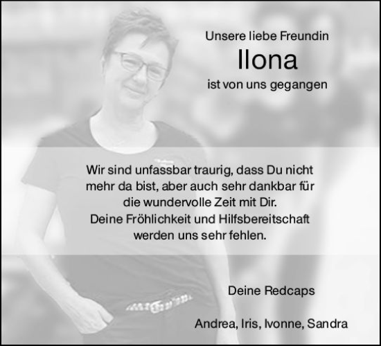 Traueranzeige von Ilona  von VRM Trauer