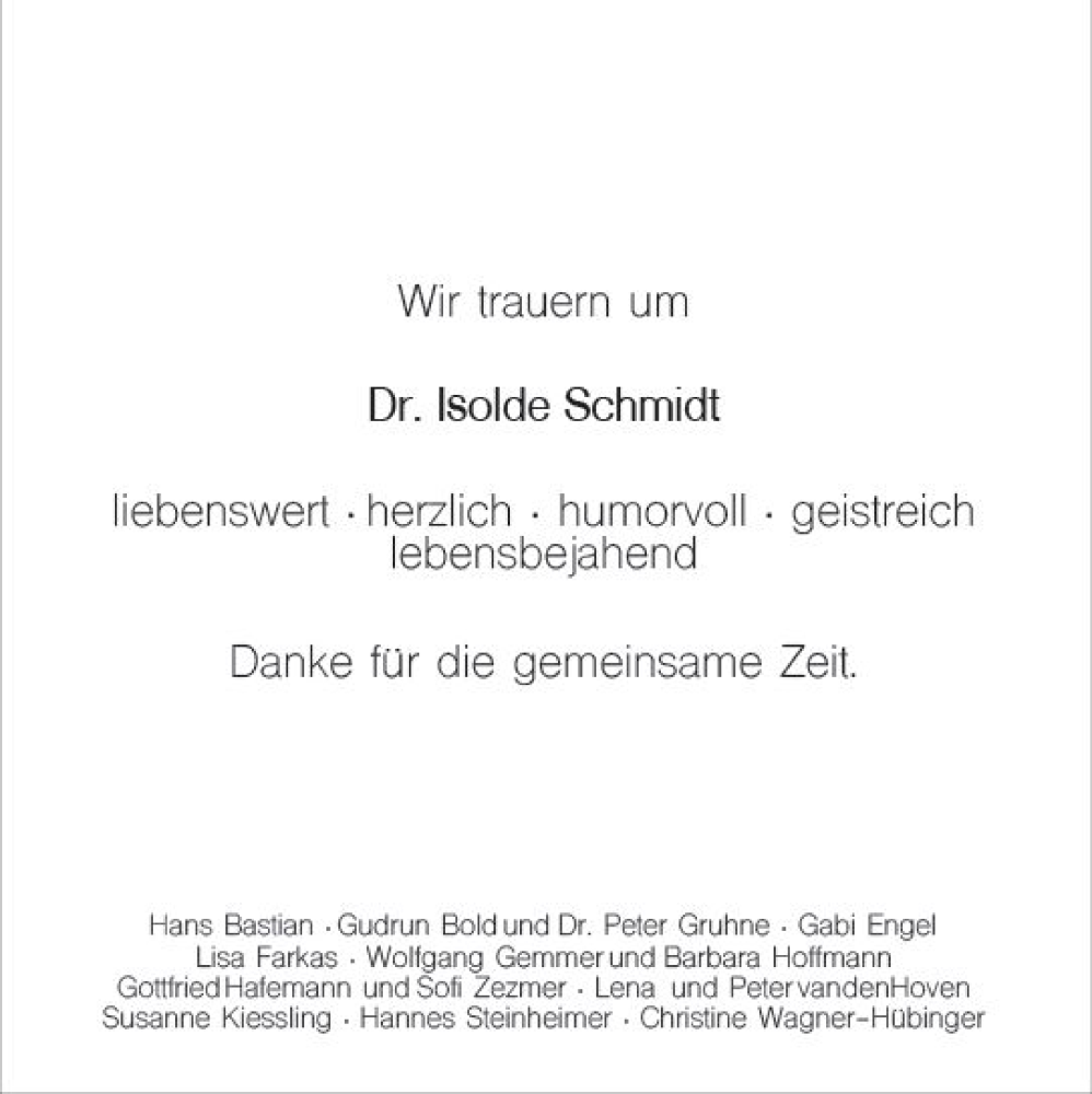  Traueranzeige für Isolde Schmidt vom 18.03.2023 aus Wiesbadener Kurier