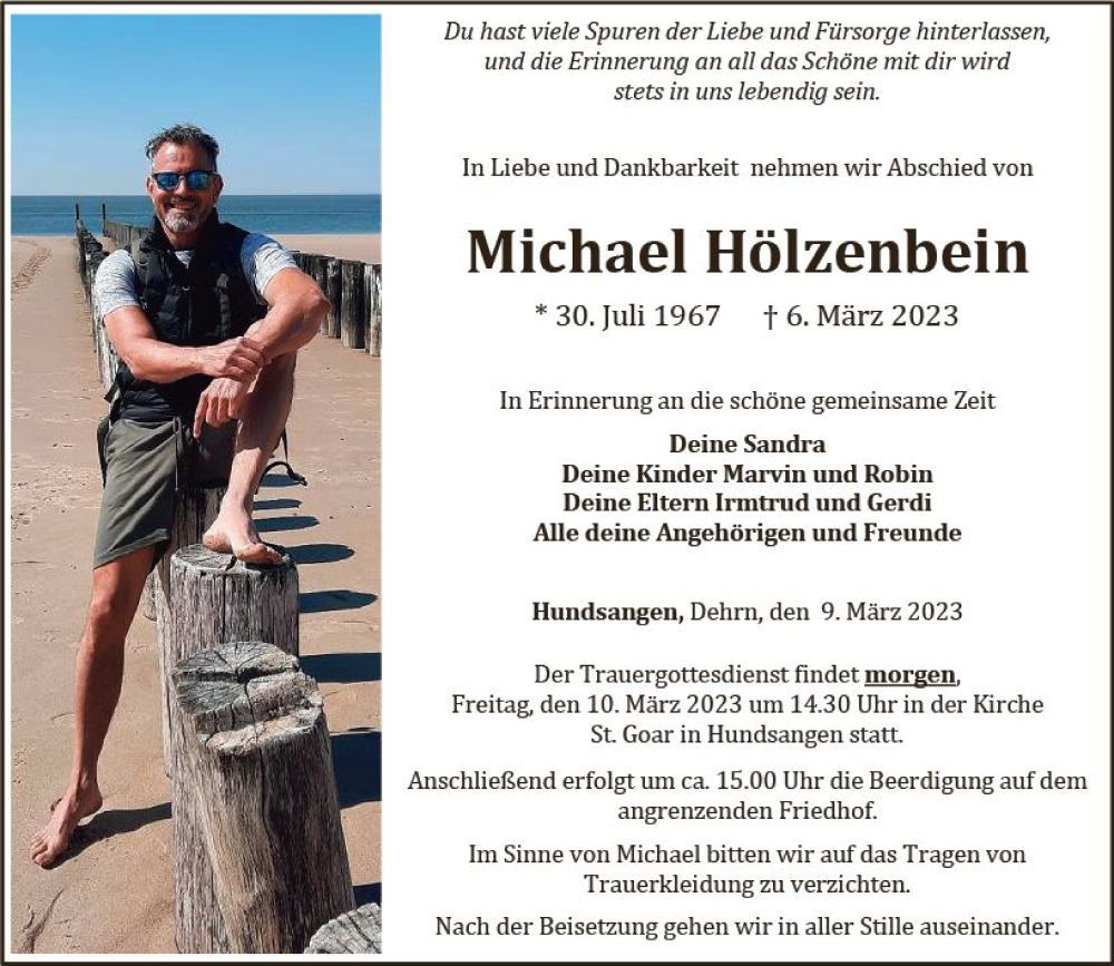  Traueranzeige für Michael Hölzenbein vom 09.03.2023 aus Nassauische Neue Presse