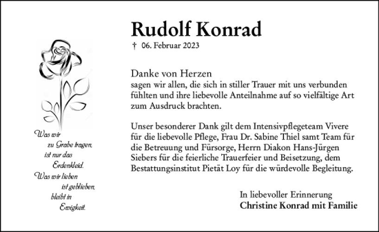 Traueranzeige von Rudolf Konrad von Wiesbadener Kurier