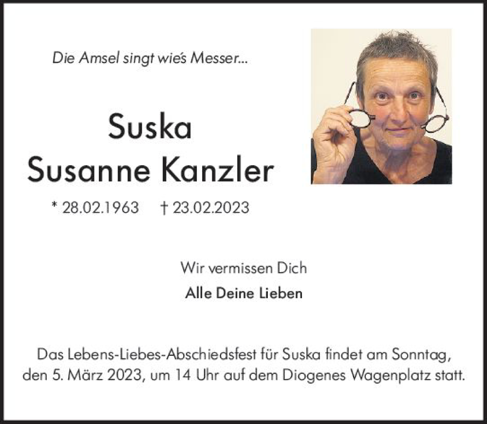  Traueranzeige für Susanne Kanzler vom 04.03.2023 aus Darmstädter Echo