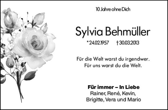Traueranzeige von Sylvia Behmüller von Groß-Gerauer Echo