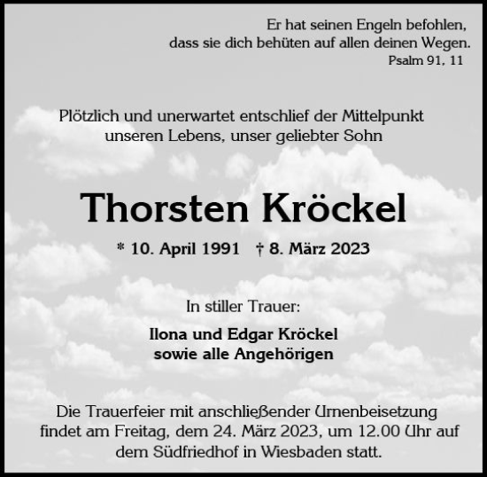 Traueranzeige von Thorsten Krückel von Wiesbadener Kurier