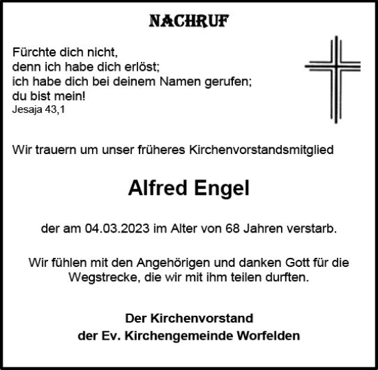 Traueranzeige von Alfred Engel von Groß-Gerauer Echo