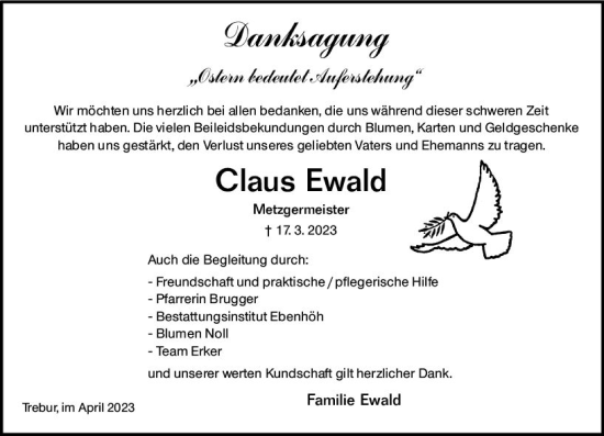 Traueranzeige von Claus Ewald von Groß-Gerauer Echo